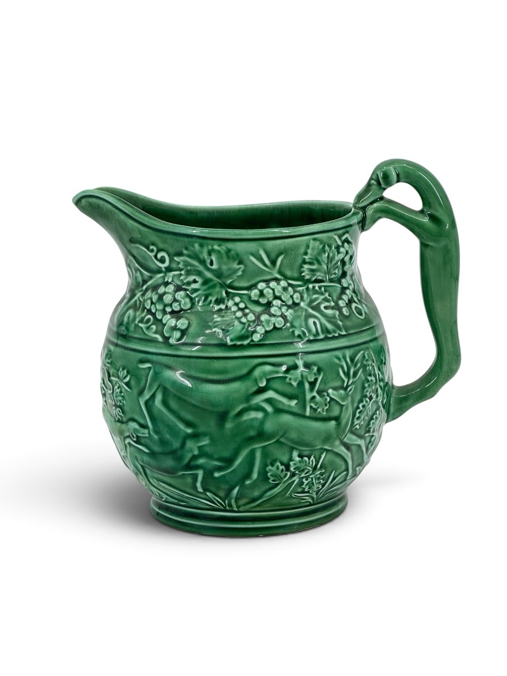 Lord & Taylor Dog Hunt Pitcher Made in Italy, Greyhound Dog Handle Hunter Green